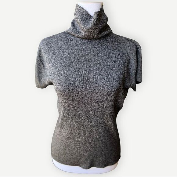 Ann Taylor LOFT Short Sleeve Cowlneck Charcoal Gray Sweater. Large. - Picture 1 of 7